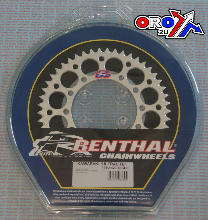 Renthal Rear Sprocket Alloy Renthal, Silver Ultralite 191u-420-49gesi