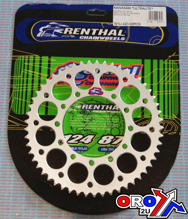 Renthal Rear Sprocket Alloy Si Renthal, Ultralite 191u-420-53gesi Silver
