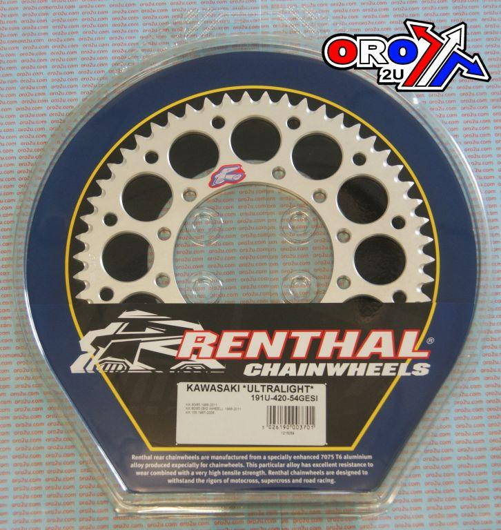 Renthal Rear Sprocket Alloy Si Renthal, Ultralite 191u-420-54gesi Silver