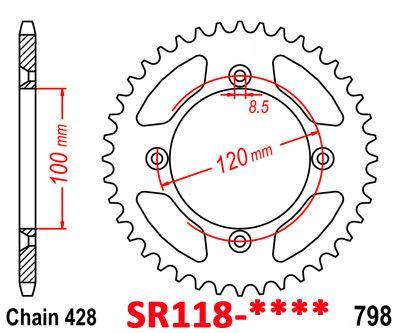 MINO Mino Rear Sprocket Alloy Black 798, Mino 25-605-428-56