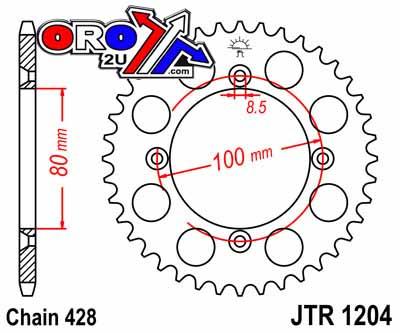 JT Rear Sprocket Jta1204.49blk Aluminium Black