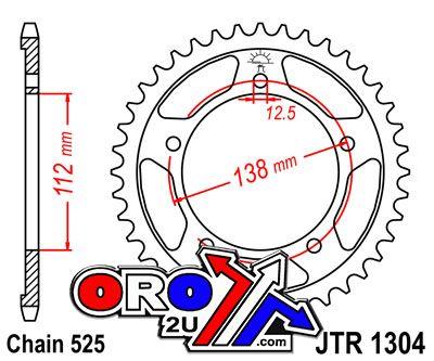 JT Rear Sprocket Steel Jtr1304.43, Honda Road