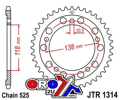 JT Rear Sprocket Jtr1314.39 Steel, Honda Road