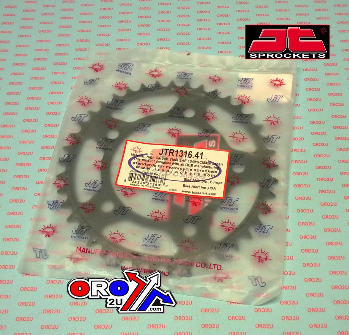 JT Rear Sprocket Jtr1316.41 Black Steel, Honda Road