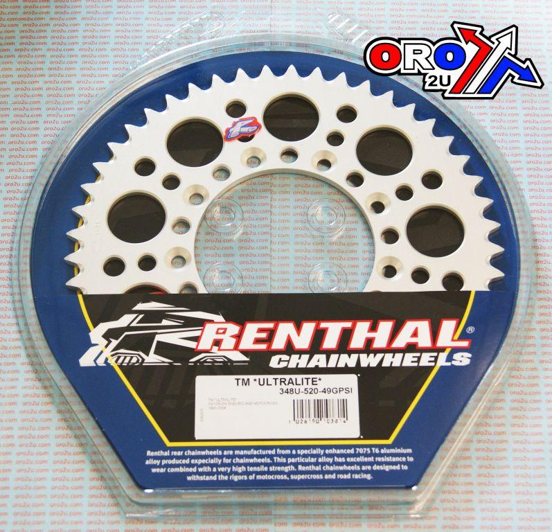 Renthal Rear Sprocket Alloy Tm Racing 98-26 Renthal Ultralite 348u-520-49gpsi Silver