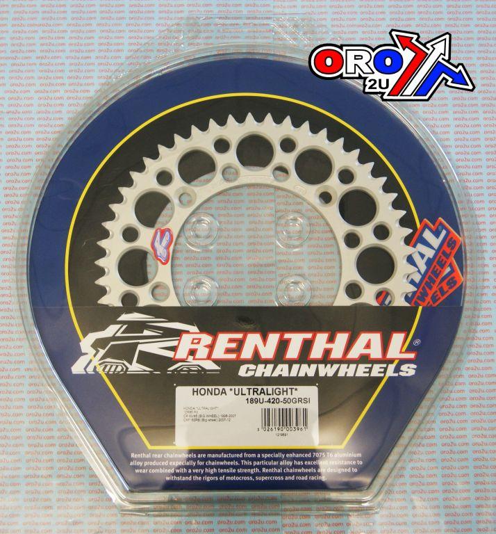 Renthal Rear Sprocket Alloy Renthal, Ultralite 189u-420-50grsi