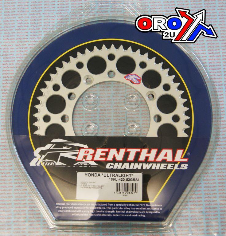 Renthal Rear Sprocket Alloy Renthal, Ultralite 189u-420-53grsi