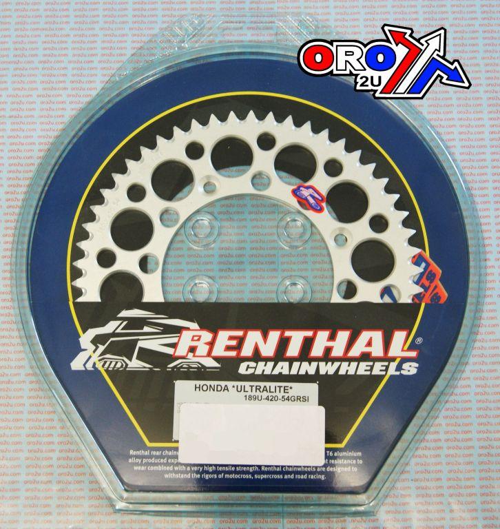Renthal Rear Sprocket Alloy Renthal, Ultralite 189u-420-54grsi Silver
