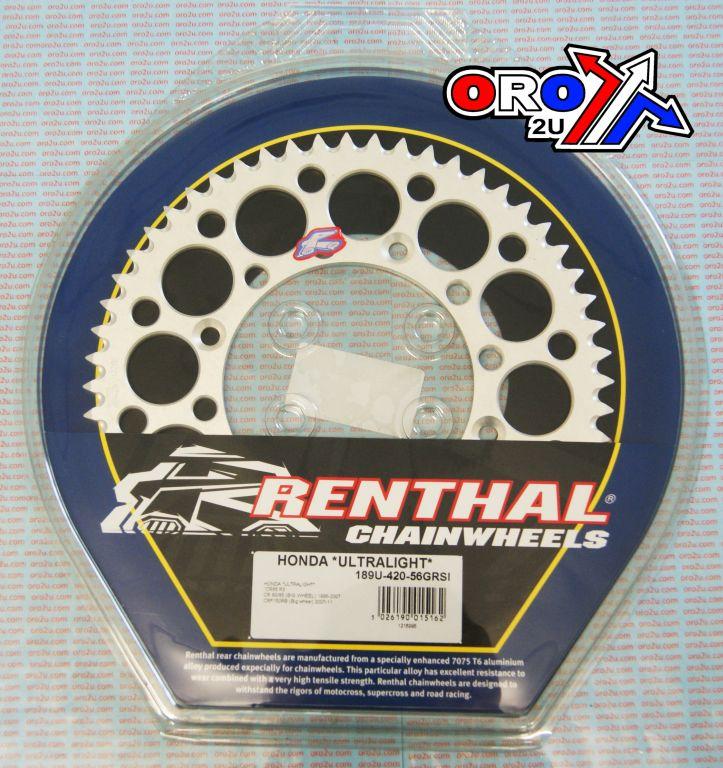 Renthal Rear Sprocket Alloy Renthal, Ultralite 189u-420-56grsi Silver