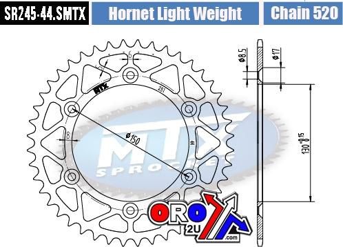 MTX Parts Rear Sprocket Steel Hard Light 11h-428-44 SR245-44