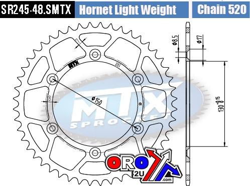 MTX Parts Rear Sprocket Steel Hard Light 11h-428-48 SR245-48