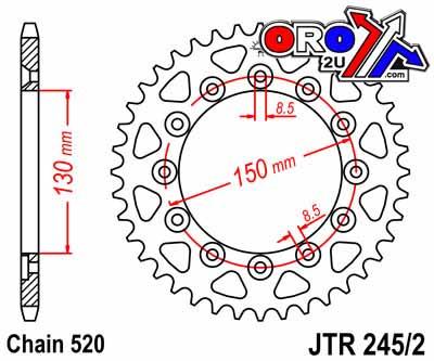 JT Rear Sprocket Steel JTR245/251, Double Drilled JTR245/2.49