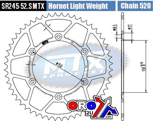 MTX Parts Rear Sprocket Steel Hard Light 11h-428-52 SR245/251-52