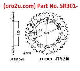 Dirt Racing Rear Sprocket Steel 53 [JTR301/210.53] 520, Double Drilled JTR301, JTR210