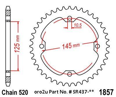 Renthal Rear Sprocket Renthal Yam, Ultralite 437u-520-37gbsi Silver, 437u-520-37gbsi