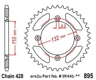 Renthal Rear Sprocket Alloy Renthal, Ultralite 441u-428-46gpor Orange, 441u-428-46gpor