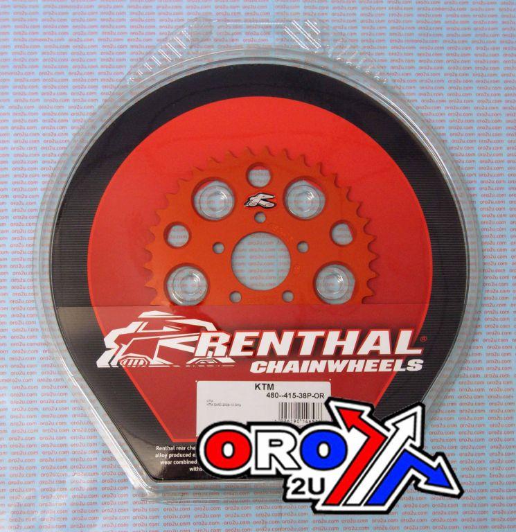Renthal Rear Sprocket Renthal 480, KTM 50 2010-2013 38t Orange, 480--415-38p-or