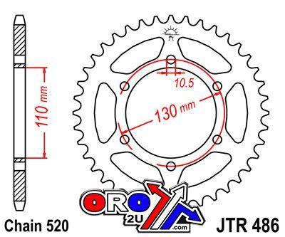 JT Rear Sprocket Steel JTR486.43, Honda Road Jt
