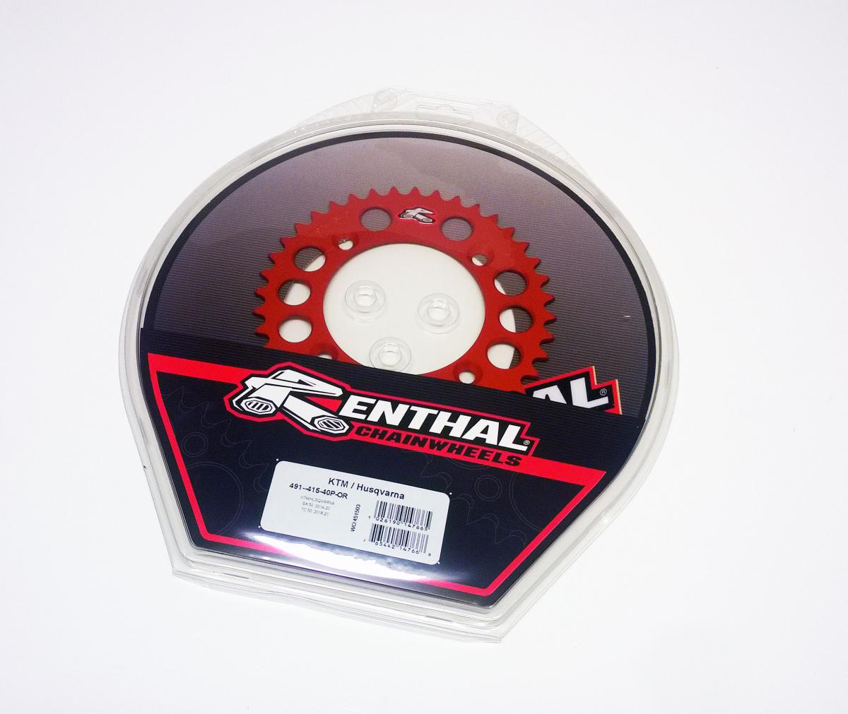 Renthal Rear Sprocket Renthal 491, KTM/husky 50 14-25, 40t Orange, 491--415-40p-or