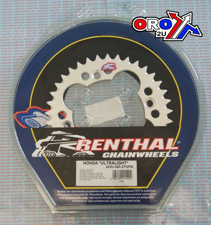 Renthal Rear Sprocket Renthal ATV, Ultralite 223u-520-37gpsi Silver