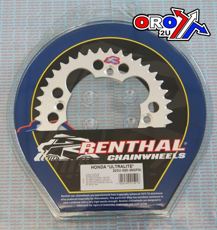 Renthal Rear Sprocket Renthal ATV, Ultralite 223u-520-39gpsi Silver