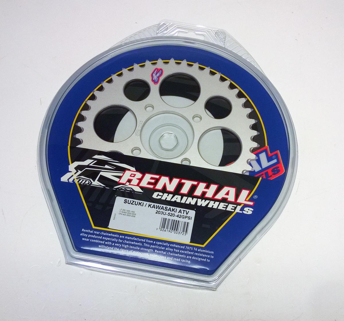 Renthal Rear Sprocket Renthal ATV, Ultralite 203u-520-42gpsi Silver