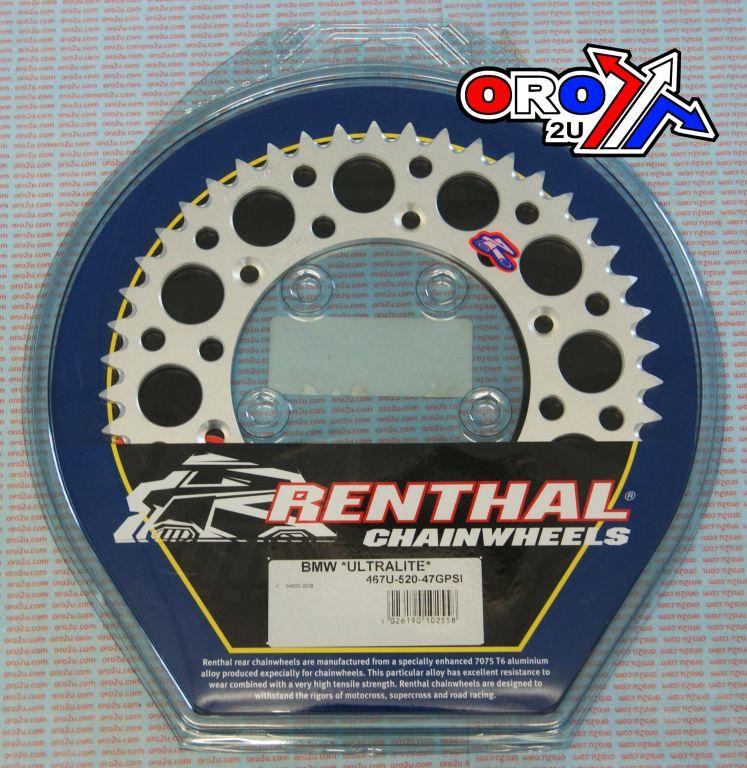 Renthal Rear Sprocket Renthal Bmw, Ultralite 467u-520-47gpsi Silver