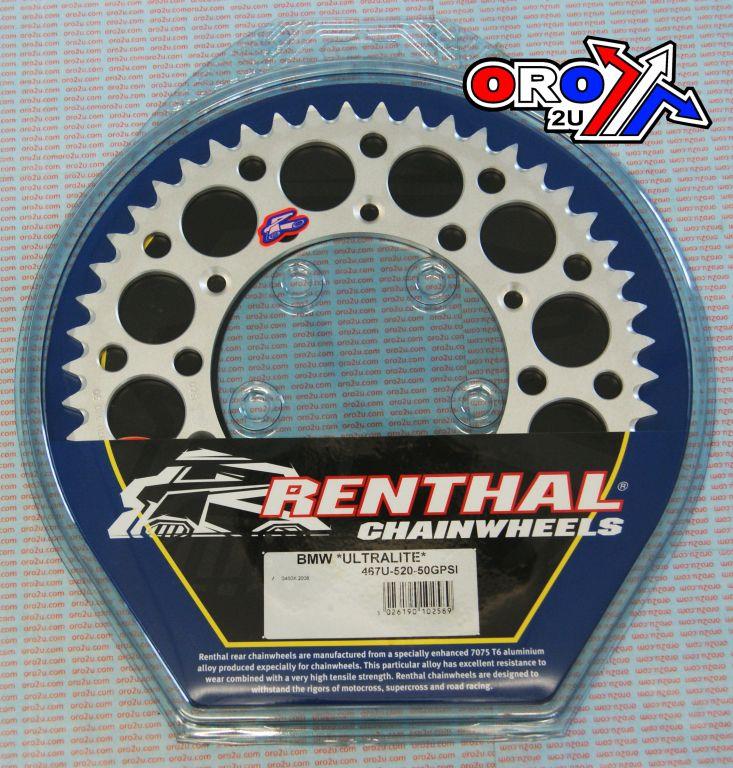 Renthal Rear Sprocket Renthal Bmw, Ultralite 467u-520-50gpsi Silver