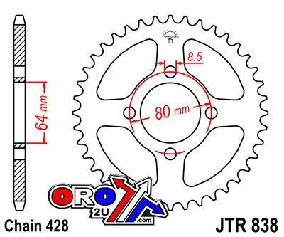 JT Rear Sprocket JTR838.38 Steel, Honda Road