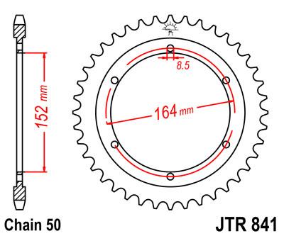 JT Rear Sprocket JTR841.42 Steel, Chain 50, Silver