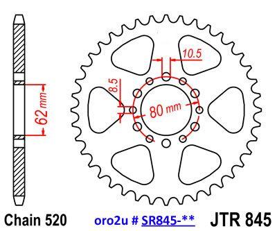 MINO Mino Rear Sprocket JTR845 520 Alloy, 520-38