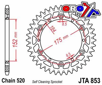 JT Rear Sprocket Alloy Silver, JTA853.43 7075-t6 Aluminium