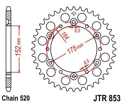 MINO Mino Rear Sprocket Alloy Blk 853, 25-831-520-44