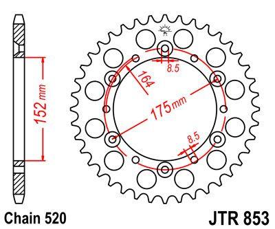 JT Rear Sprocket Steel JTR853.46 Black