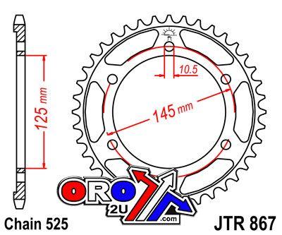 JT Rear Sprocket JTR867.44 Steel, Honda Road