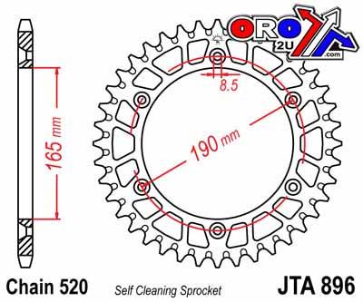JT Rear Sprocket Alloy Silver, JTA896.50 Jt 7075-t6 Aluminium