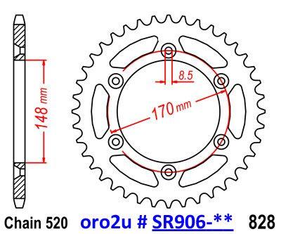 MINO Mino Rear Sprocket JTR828 Alloy Racing, 25-412-520-42