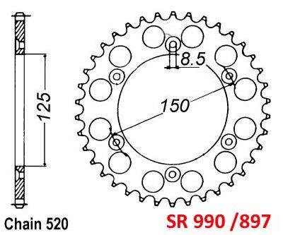 Dirt Racing Rear Sprocket Steel 42 [JTR897.42] 520, Silver