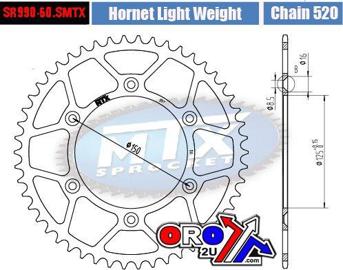 MTX Parts Rear Sprocket Steel Hard Light 11h-km1-50