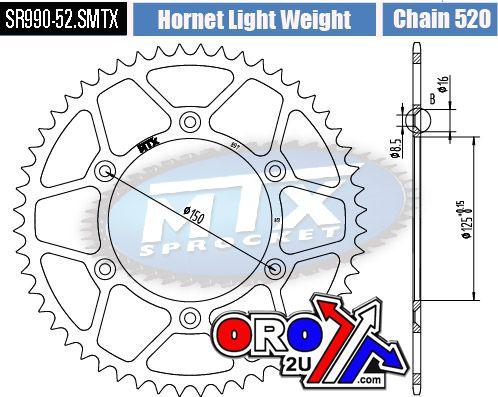 MTX Parts Rear Sprocket Steel Hard Light 11h-km1-52