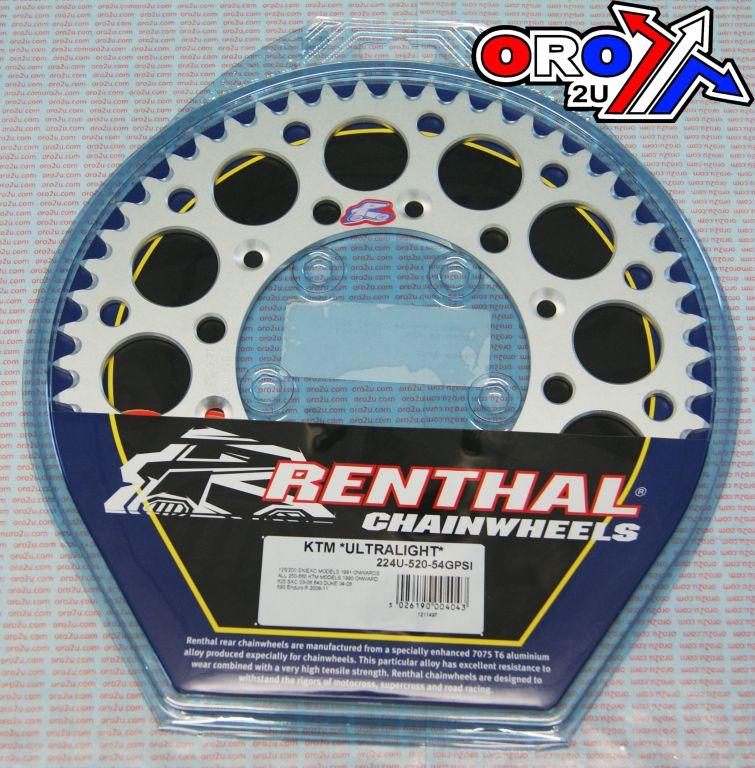 Renthal Rear Sprocket Renthal KTM, Ultralite 224u-520-54gpsi Silver