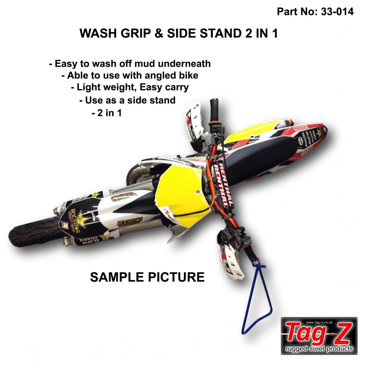 Tag-z Wash Grip & Side Stand 2 in 1, Triangle & Grip Stand - Blue