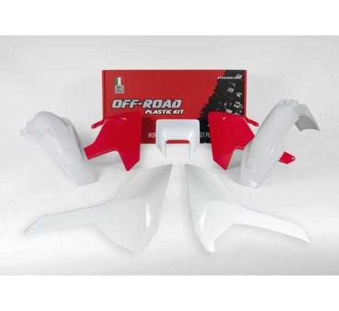 Rtech Plastics Plastic Kit Enduro 17-18 Husky TE/FE/TX, 5 Piece, Colour Red/white, Rtech R-kithsq-rq0-517