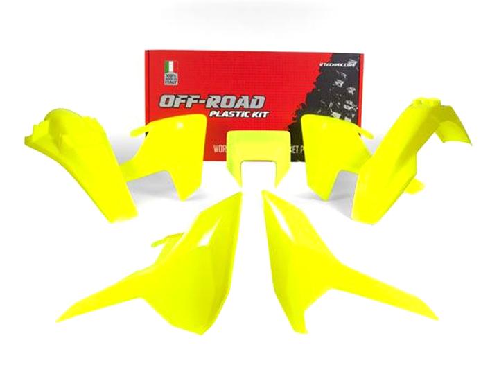 Rtech Plastics Plastic Kit Enduro 17-18 Husky TE/FE/TX, 5 Piece ,colour Neon Yellow, Rtech R-kithsq-gf0-517