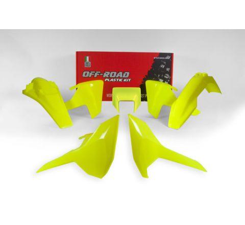 Rtech Plastics Plastic Kit Enduro 17-18 Husky TE/FE/TX, 5 Piece ,colour Neon Yellow, Rtech R-kithsq-gf0-517