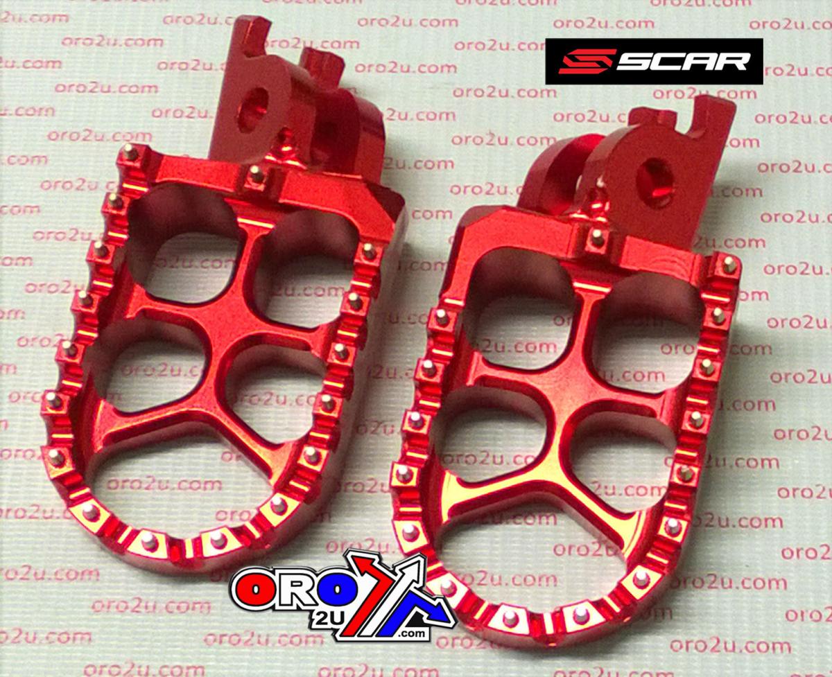 Scar Racing Foot Pegs Scar Red CRF/KXF, 57 Aluminium Billet S3515r