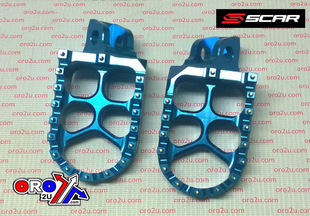 Scar Racing Foot Pegs Scar Blue KX65/85, 57 Aluminium Billet S3512b
