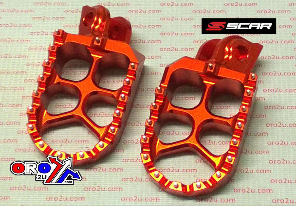 Scar Racing Foot Pegs Scar Red SX85, 57 Aluminium Billet S5585or, KTM SX85 / SX105 1998-2017