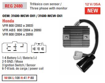 Arrowhead Electrical Regulator 12v VFR800, Arrowhead Aha6104, 31600-mcw-d01 Honda