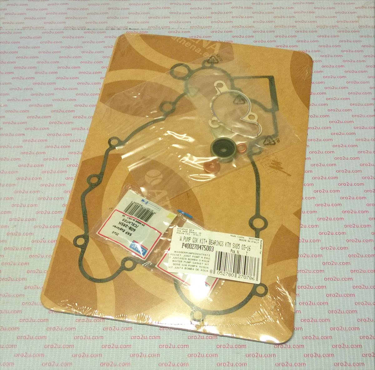 Athena Water Pump Gasket Kit SX/XC/TC 85/105 03-17, Athena P400270475003 KTM/husky with Bearing